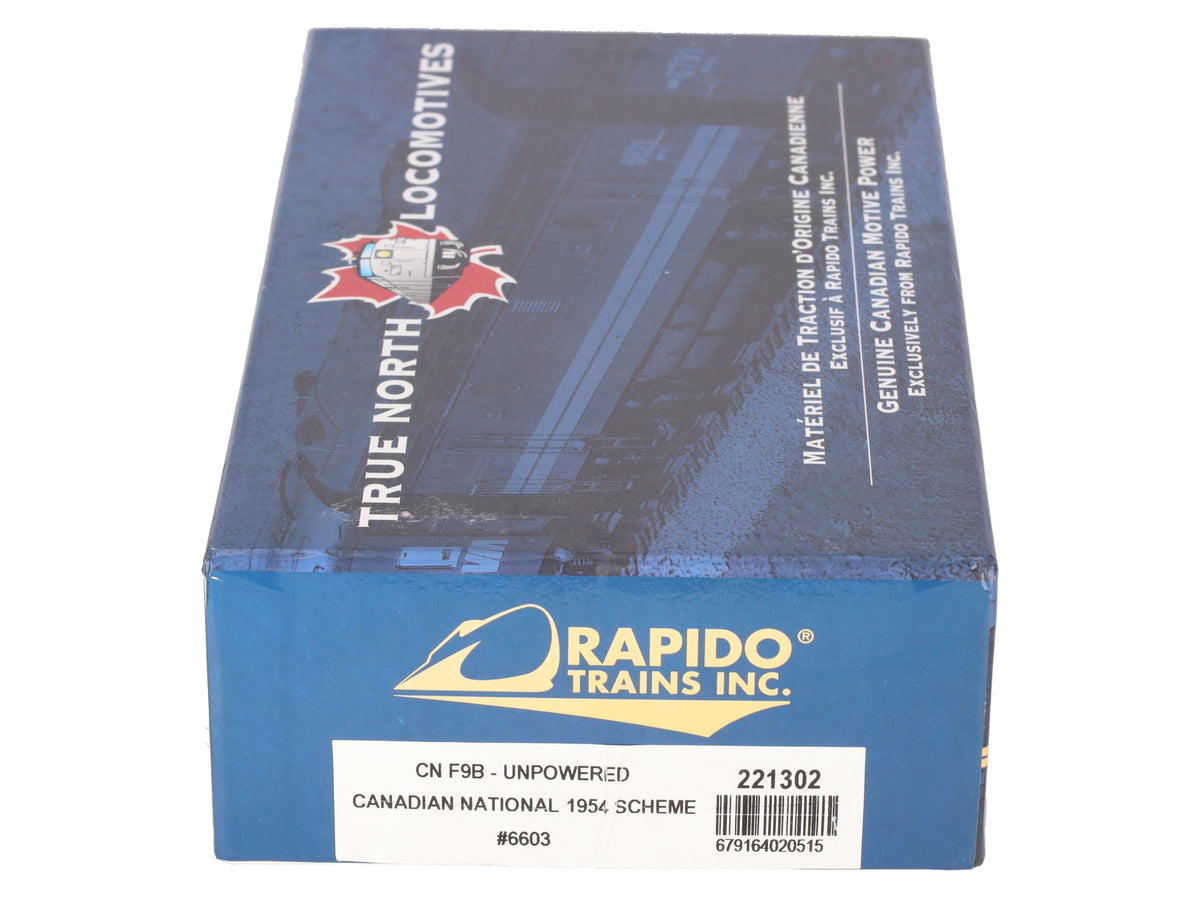 Rapido Trains 221302 HO Scale Canadian National Unpowered F9B Diesel Unit #6603 EX/Box