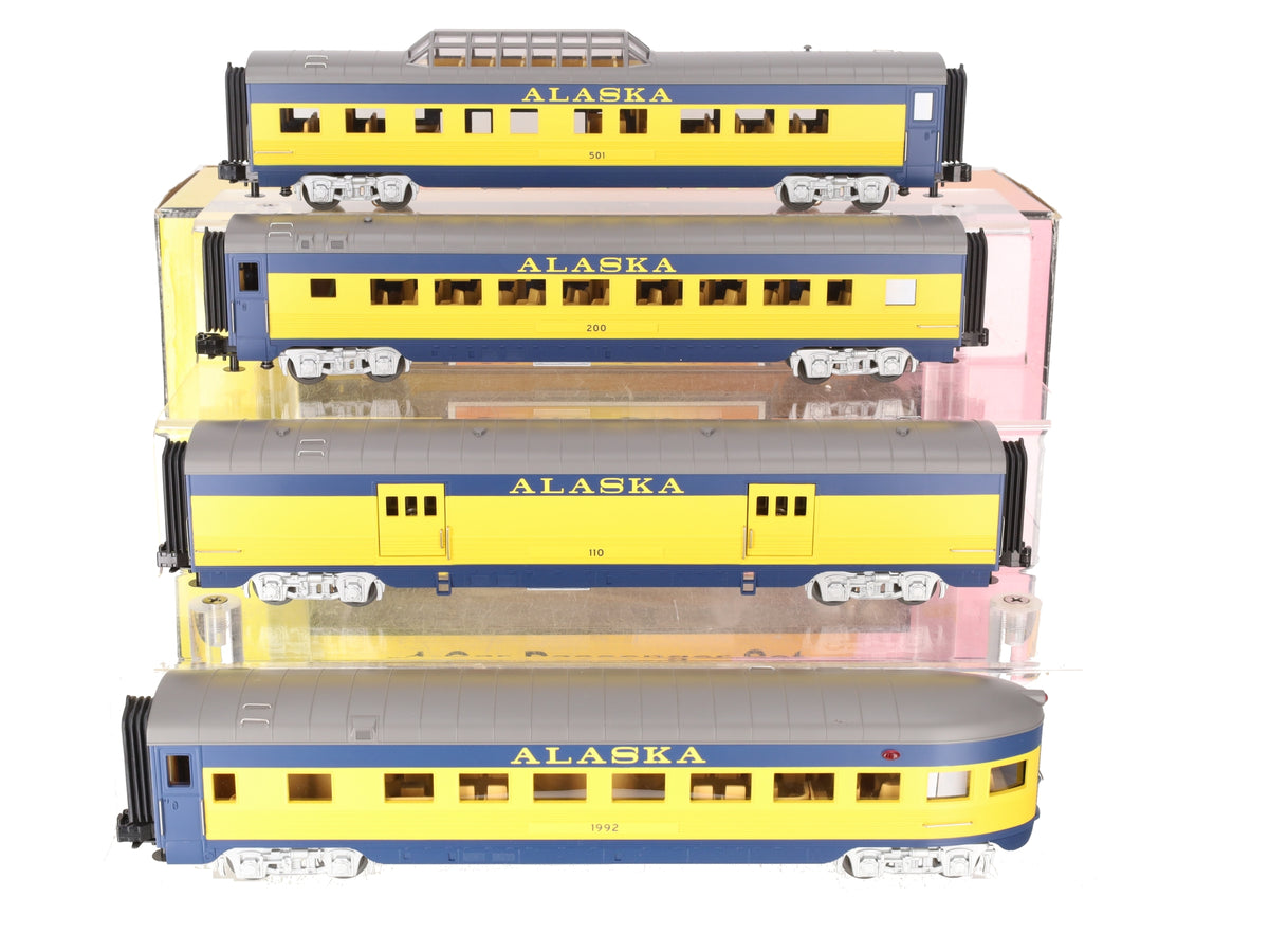MTH 30-67009 O Alaska RailKing 60' Streamlined ABS Passenger Set (Set of 4) LN/Box