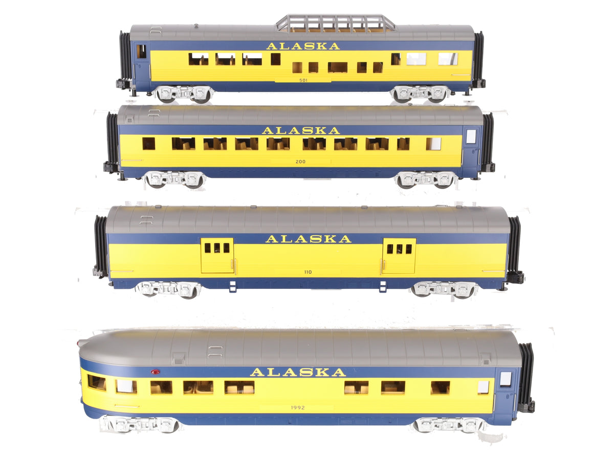 MTH 30-67009 O Alaska RailKing 60' Streamlined ABS Passenger Set (Set of 4) LN/Box