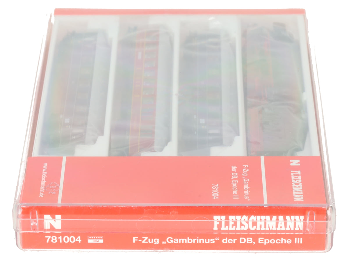 Fleischmann 781004 N DB "Gambrinus" Steam Locomotive & Passenger Car (Set of 4) LN/Box