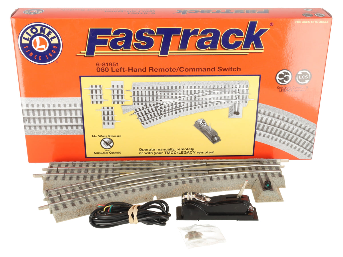 Lionel 6-81951 O O60 FastRack Remote Left Hand Switch Turnout EX/Box