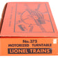 Lionel 375 Vintage O Motorized Turntable EX/Box