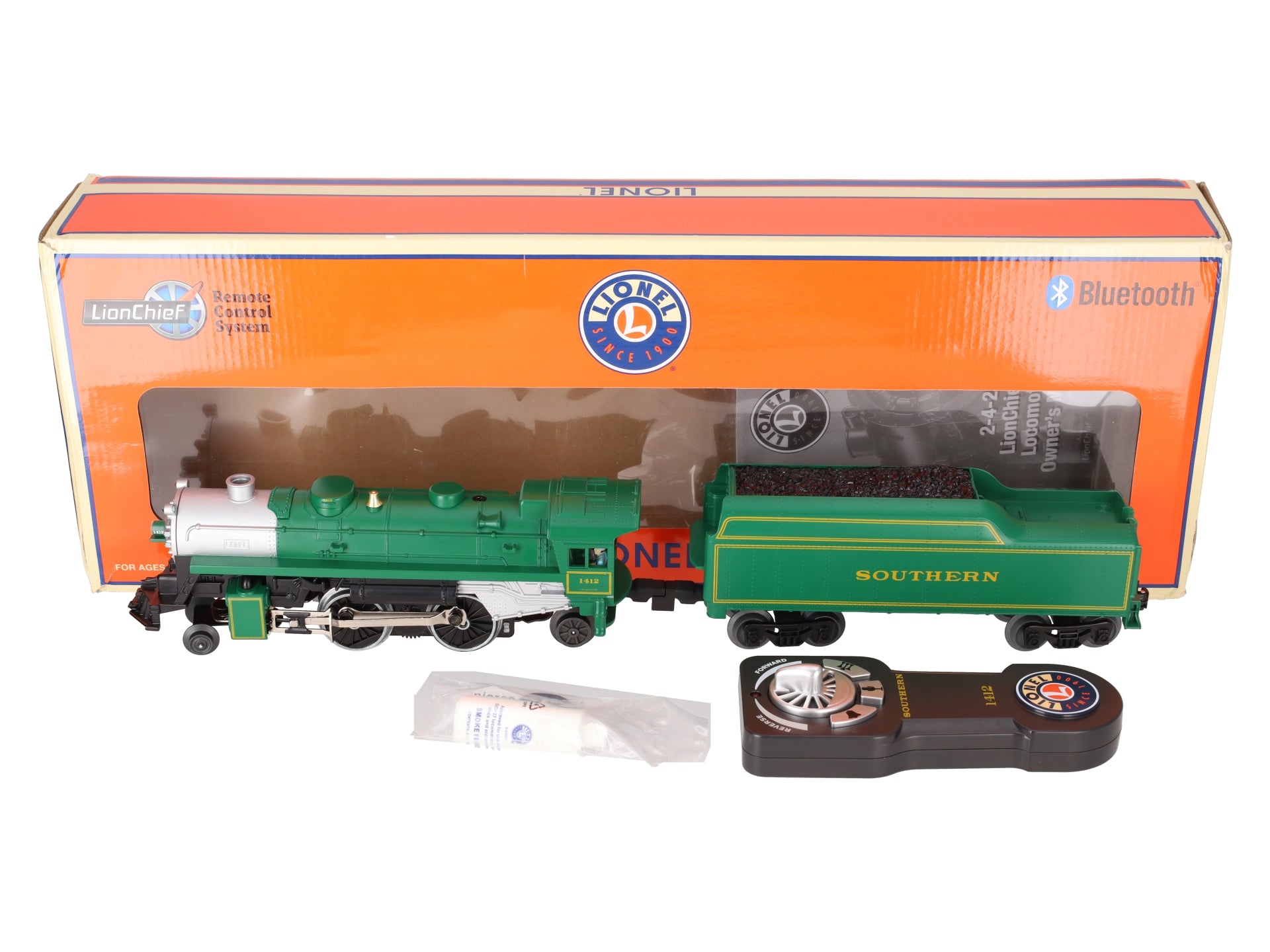 Lionel 1932150 O Gauge LionChief Southern 2-4-2 Steam Locomotive & Tender #1412 LN/Box