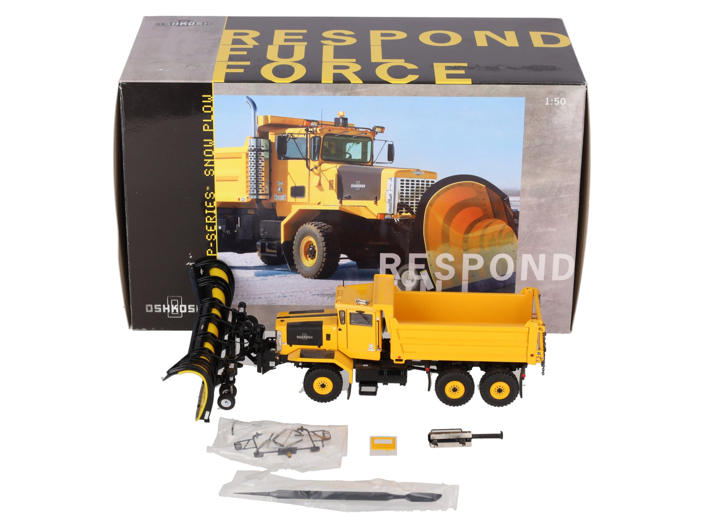 Sword Models SW3005-Y 1:50 Diecast Yellow P-Series 3-Axle 4x4 Snow Plow EX/Box