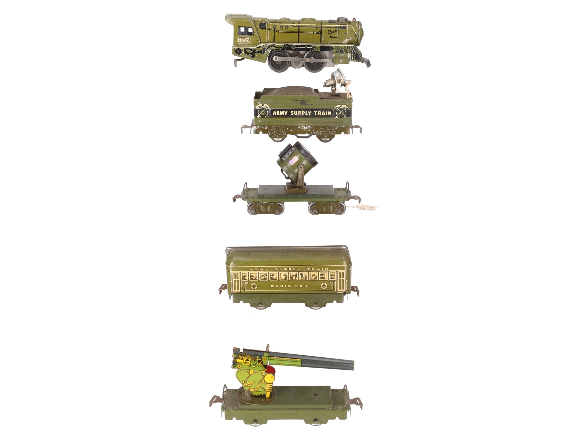 Marx 1526 Vintage O Olive Drab Army Train Set