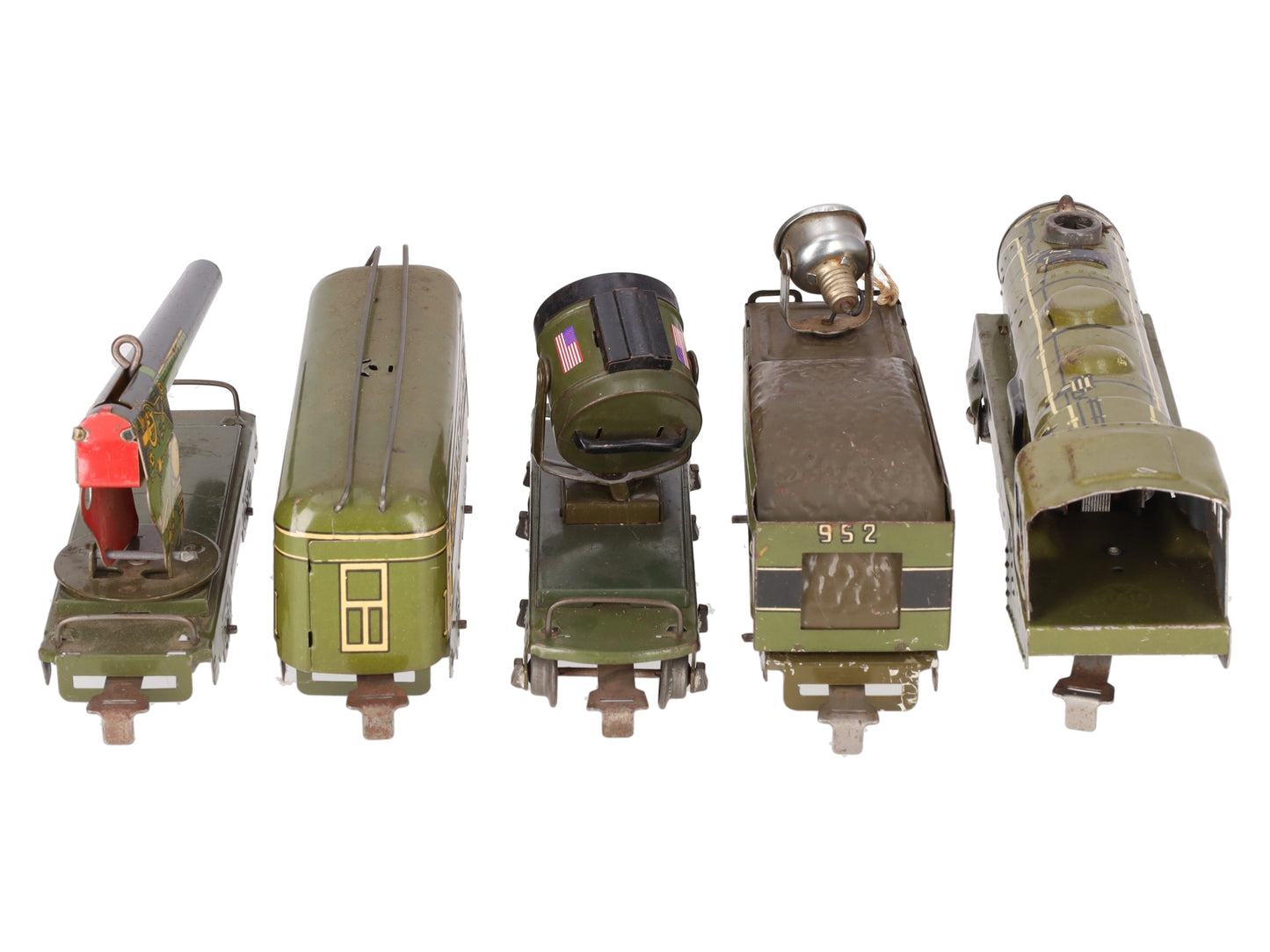 Marx 1526 Vintage O Olive Drab Army Train Set