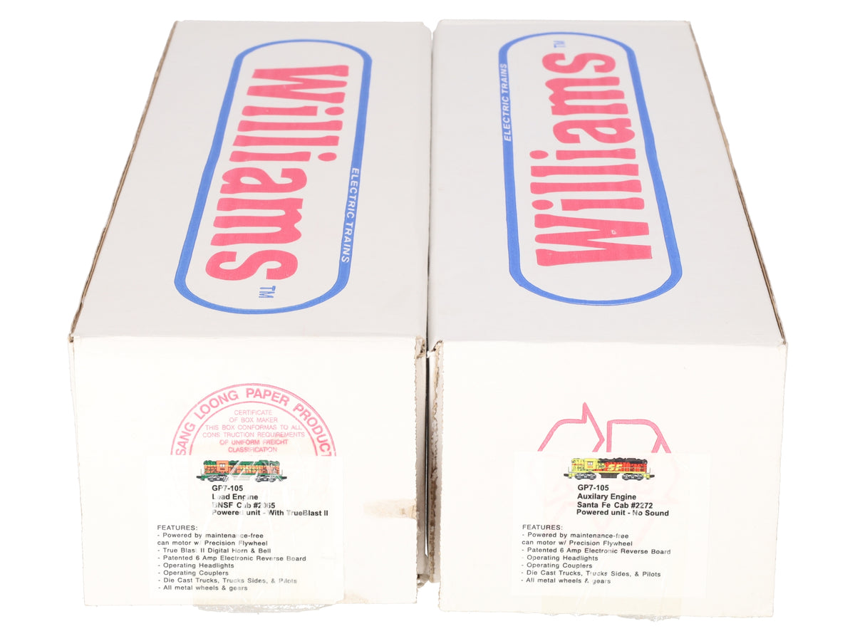 Williams O Gauge BNSF & SF GP7-105 AA Merger Set #2272,2065 LN/Box