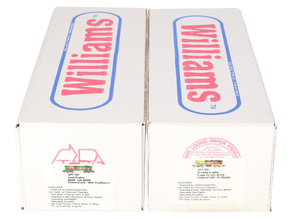 Williams O Gauge BNSF & SF GP7-105 AA Merger Set #2272,2065 LN/Box