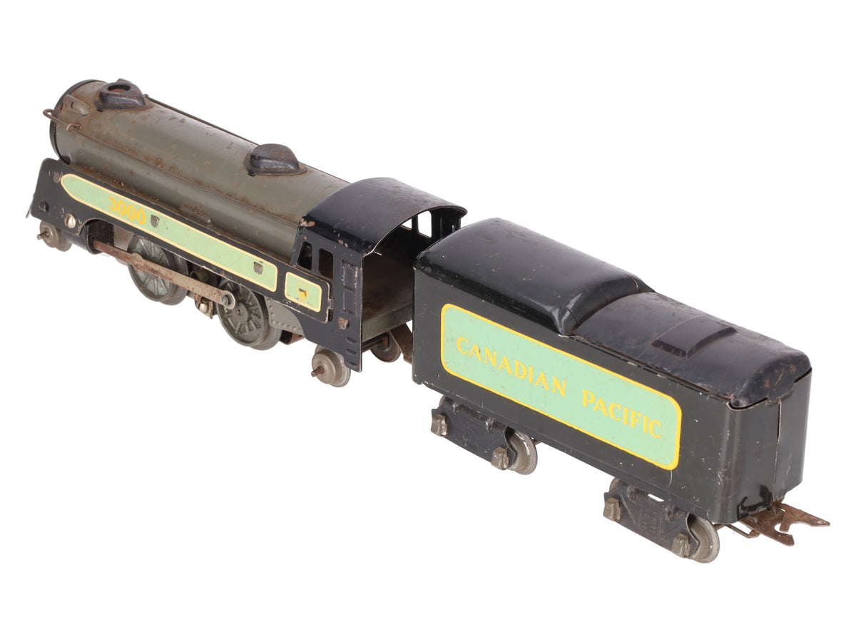 Marx 3000 Vintage O Canadian Pacific 2-4-2 Steam Locomotive with Tender VG