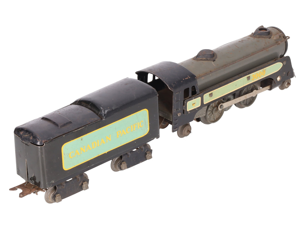 Marx 3000 Vintage O Canadian Pacific 2-4-2 Steam Locomotive with Tender VG