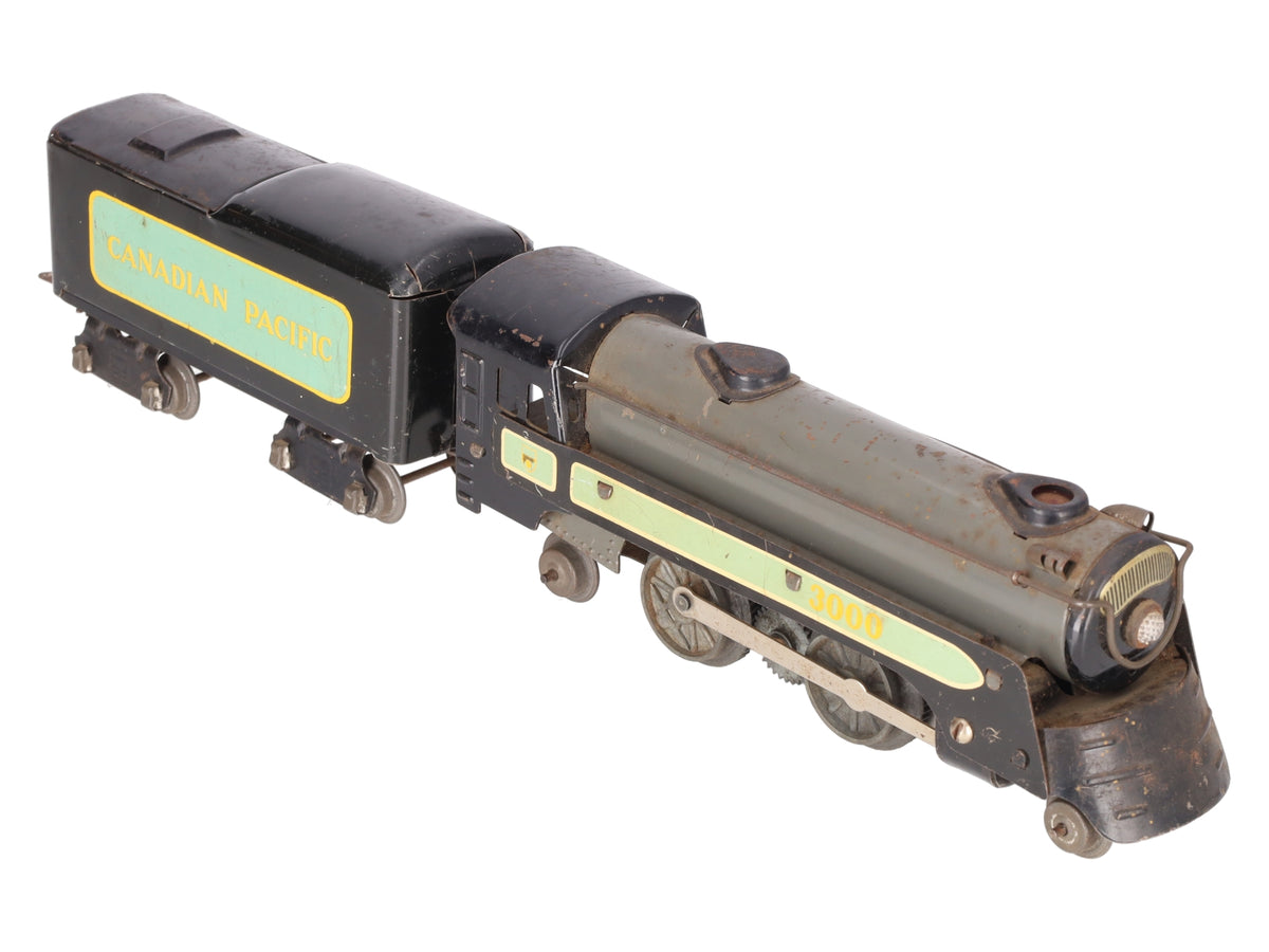 Marx 3000 Vintage O Canadian Pacific 2-4-2 Steam Locomotive with Tender VG