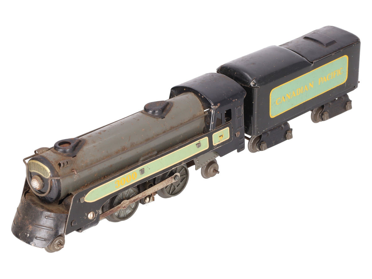 Marx 3000 Vintage O Canadian Pacific 2-4-2 Steam Locomotive with Tender VG