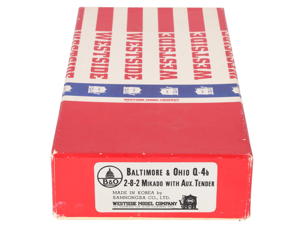 Westside HO BRASS B&O Q-4b 2-8-2 Mikado Steam Locomotive w/Aux Tender- Unpainted EX/Box