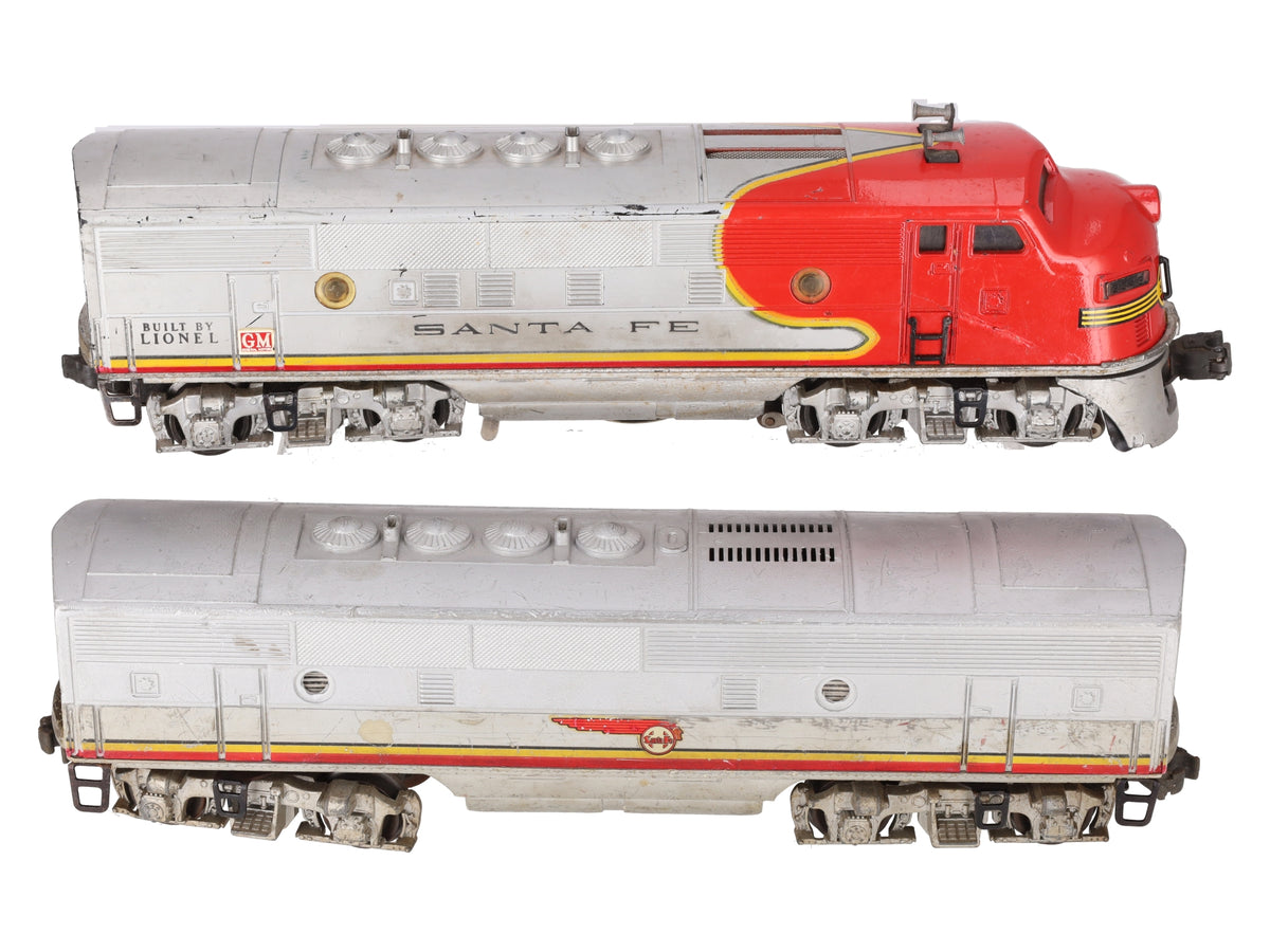 Lionel 2343 Vintage O Santa Fe F3 AB Diesel Locomotive Set VG