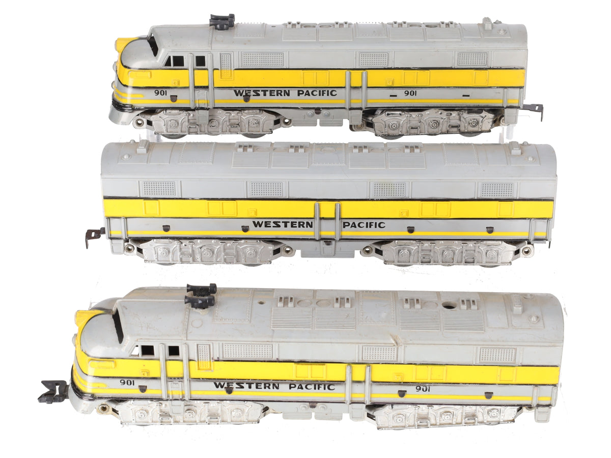 Marx 901 Vintage O Western Pacific E7 ABA Diesel Set- Gray & Yellow
