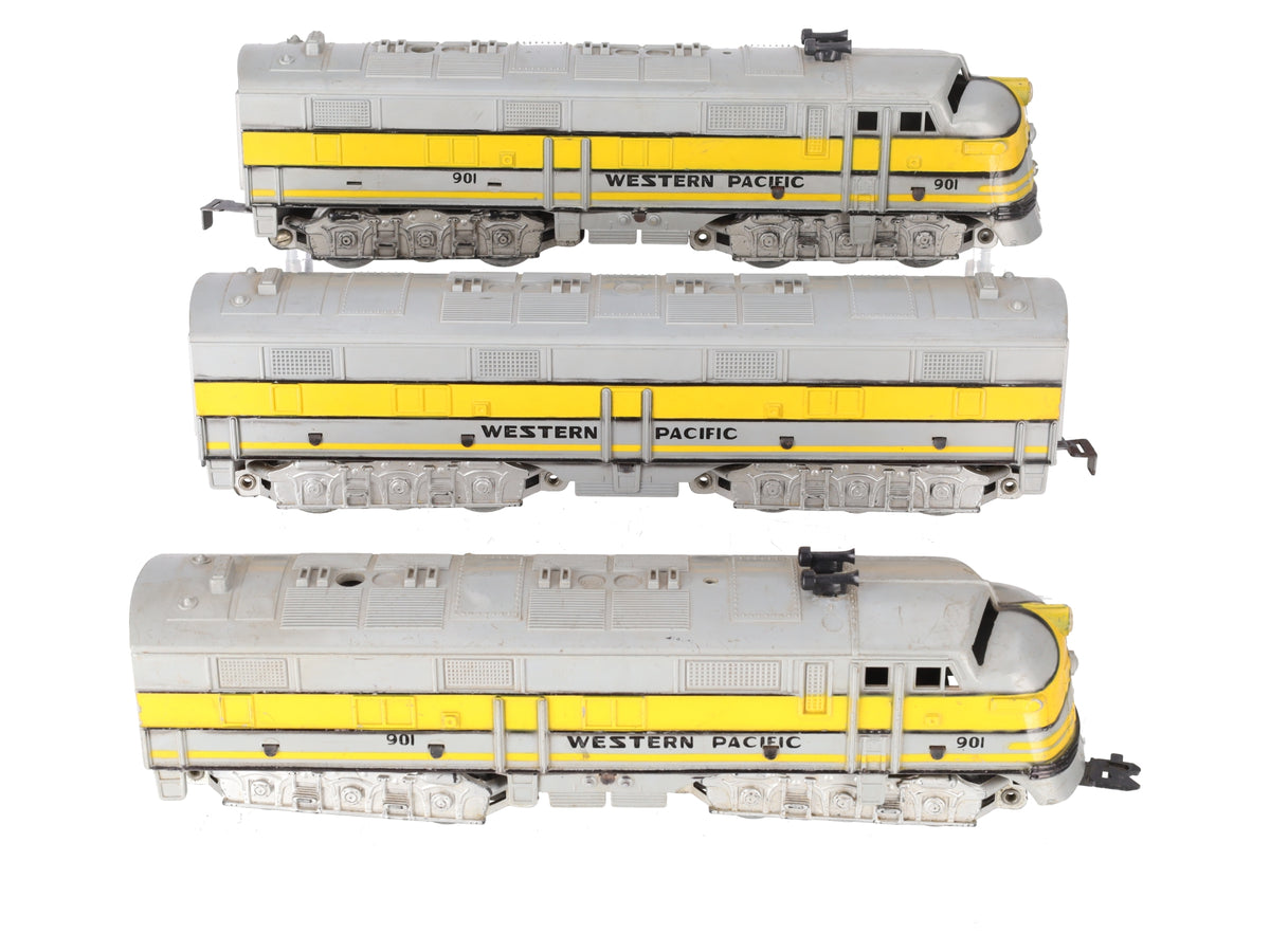 Marx 901 Vintage O Western Pacific E7 ABA Diesel Set- Gray & Yellow