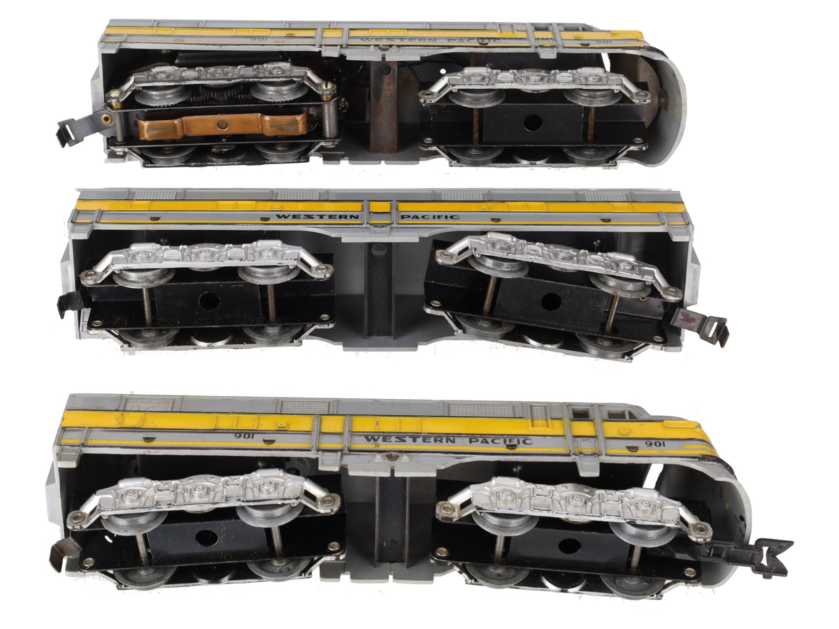 Marx 901 Vintage O Western Pacific E7 ABA Diesel Set- Gray & Yellow