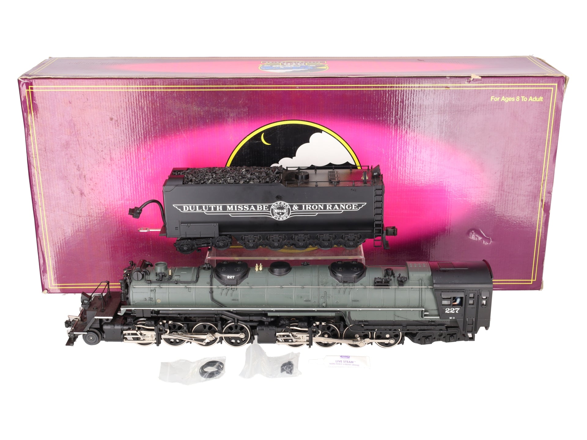 MTH 20-3030-1 O Gauge DM&IR 2-8-8-4 Yellowstone Steam Locomotive w/PS1 #227 EX/Box