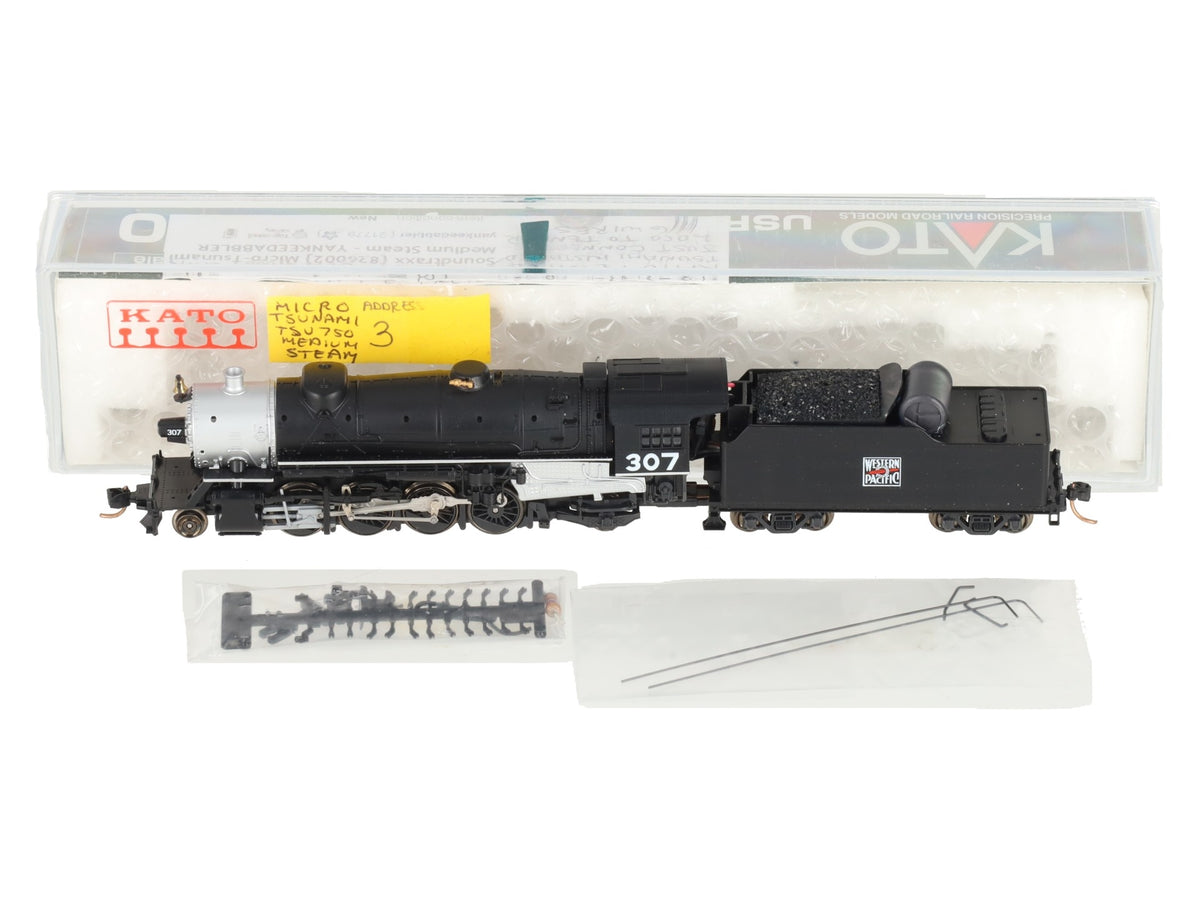 Kato 126-0207 N Scale WP Heavy Mikado Steam Locomotive & Tender w/DCC/Sound #307 EX/Box