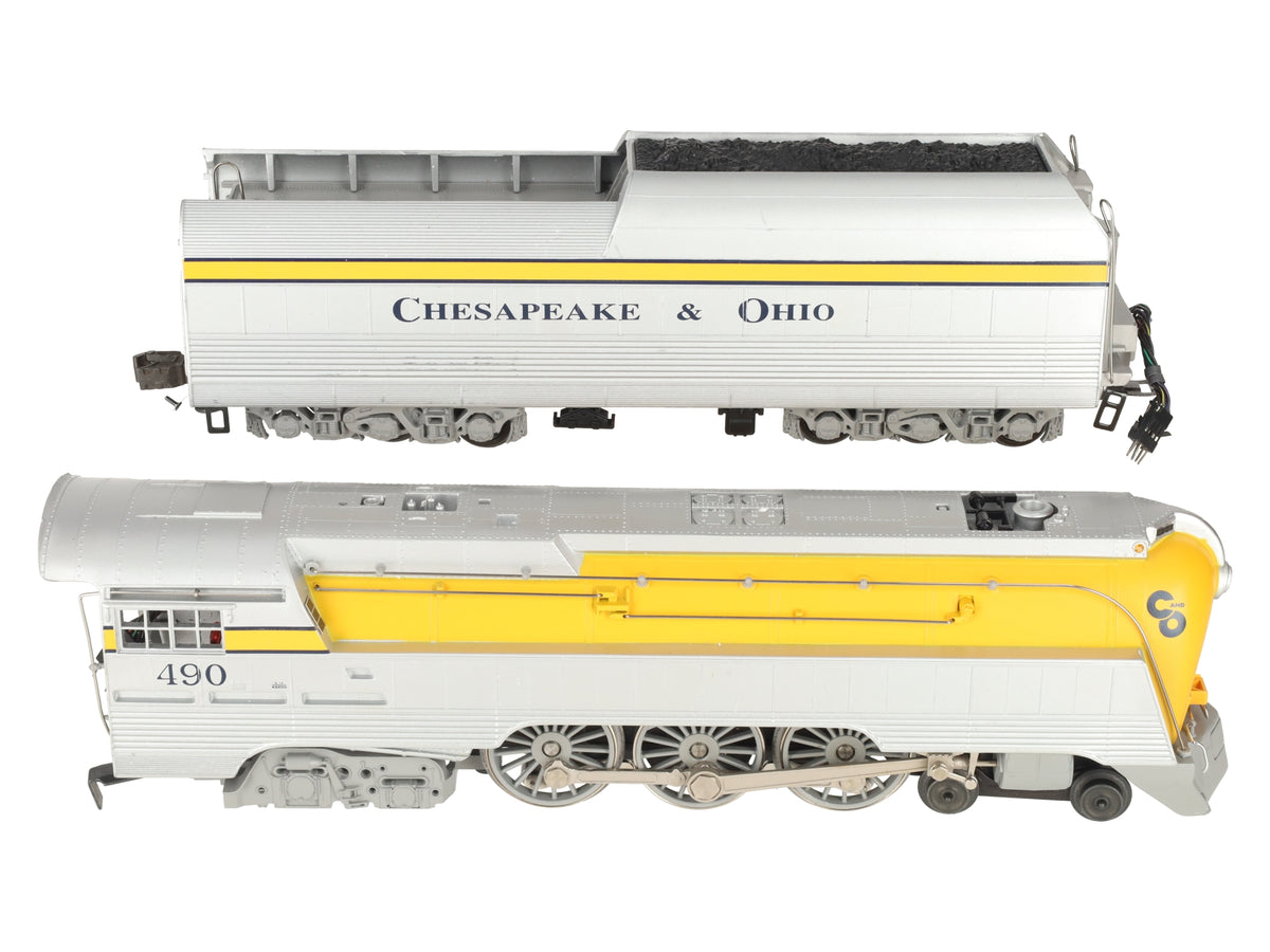 Lionel 6-18043 O Chesapeake & Ohio Streamlined Hudson & Tender #490 with RSII VG/Box