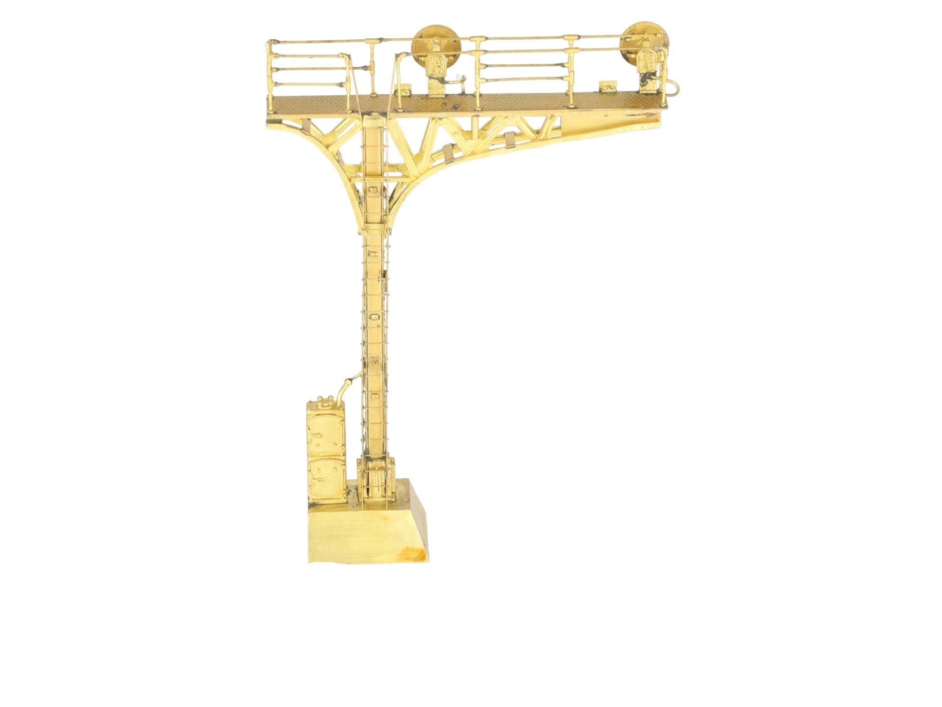 Overland OMI-3469 HO Brass Double Track Cantilever Signal Tower - unpainted EX/Box