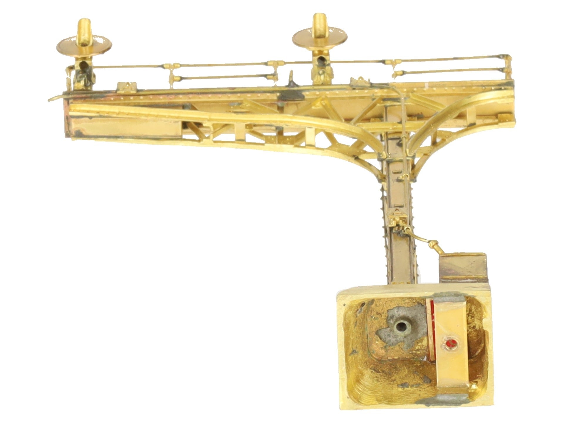 Overland OMI-3469 HO Brass Double Track Cantilever Signal Tower - unpainted EX/Box