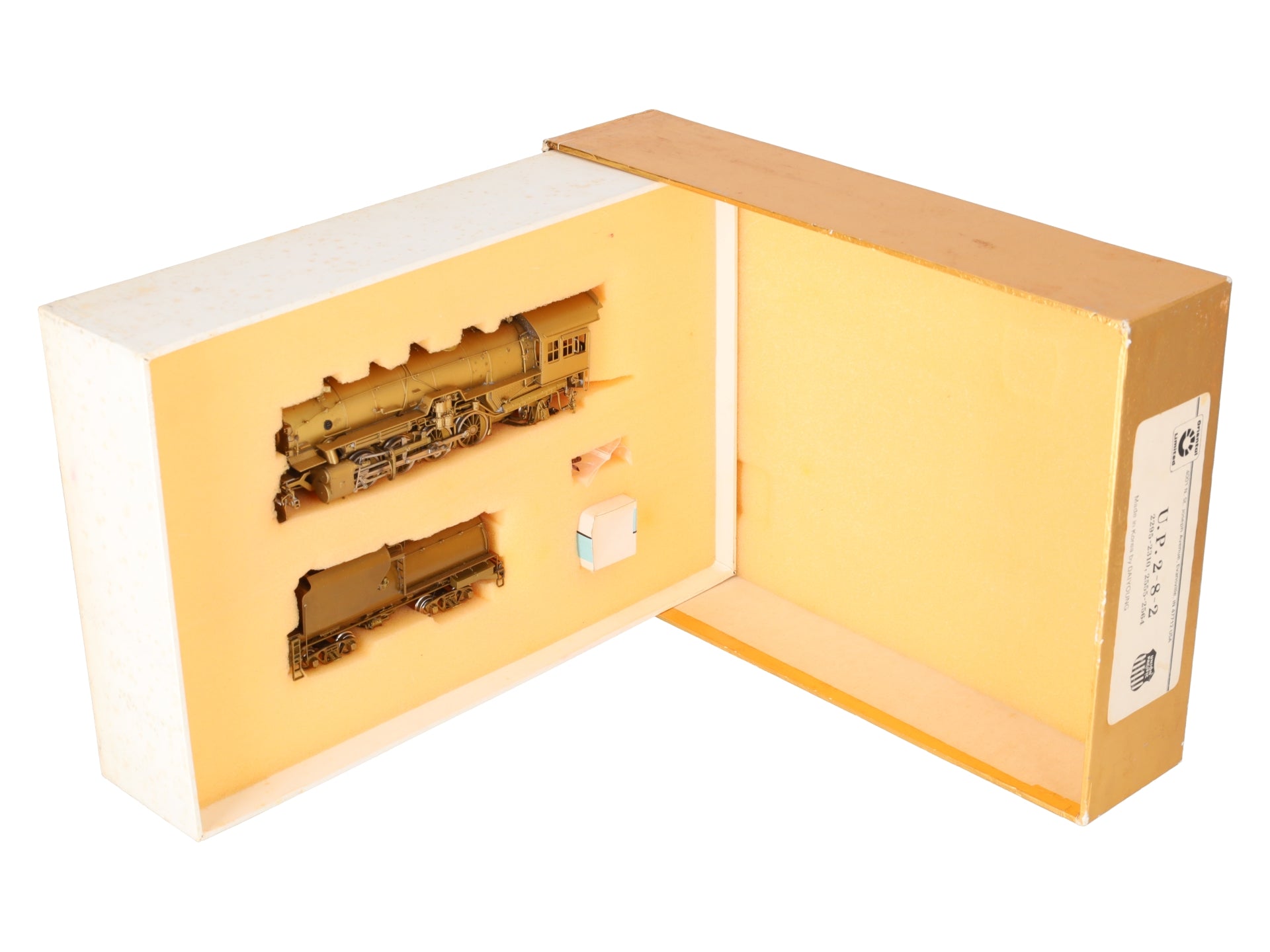 Oriental Limited HO Brass UP 2-8-2 Steam Locomotive & Tender - Unpainted EX/Box