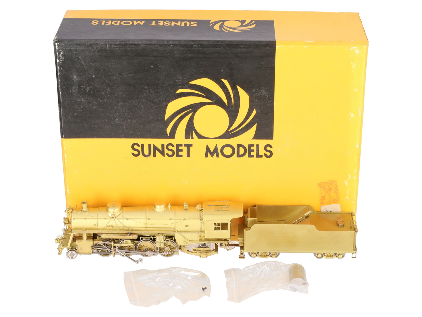 Sunset Models HO BRASS USRA Light 2-8-2 Steam Locomotive & Tender - Unpainted VG/Box