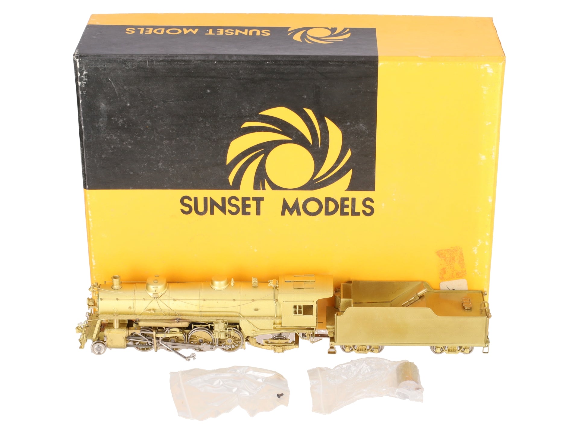 Sunset Models HO BRASS USRA Light 2-8-2 Steam Locomotive & Tender - Unpainted VG/Box