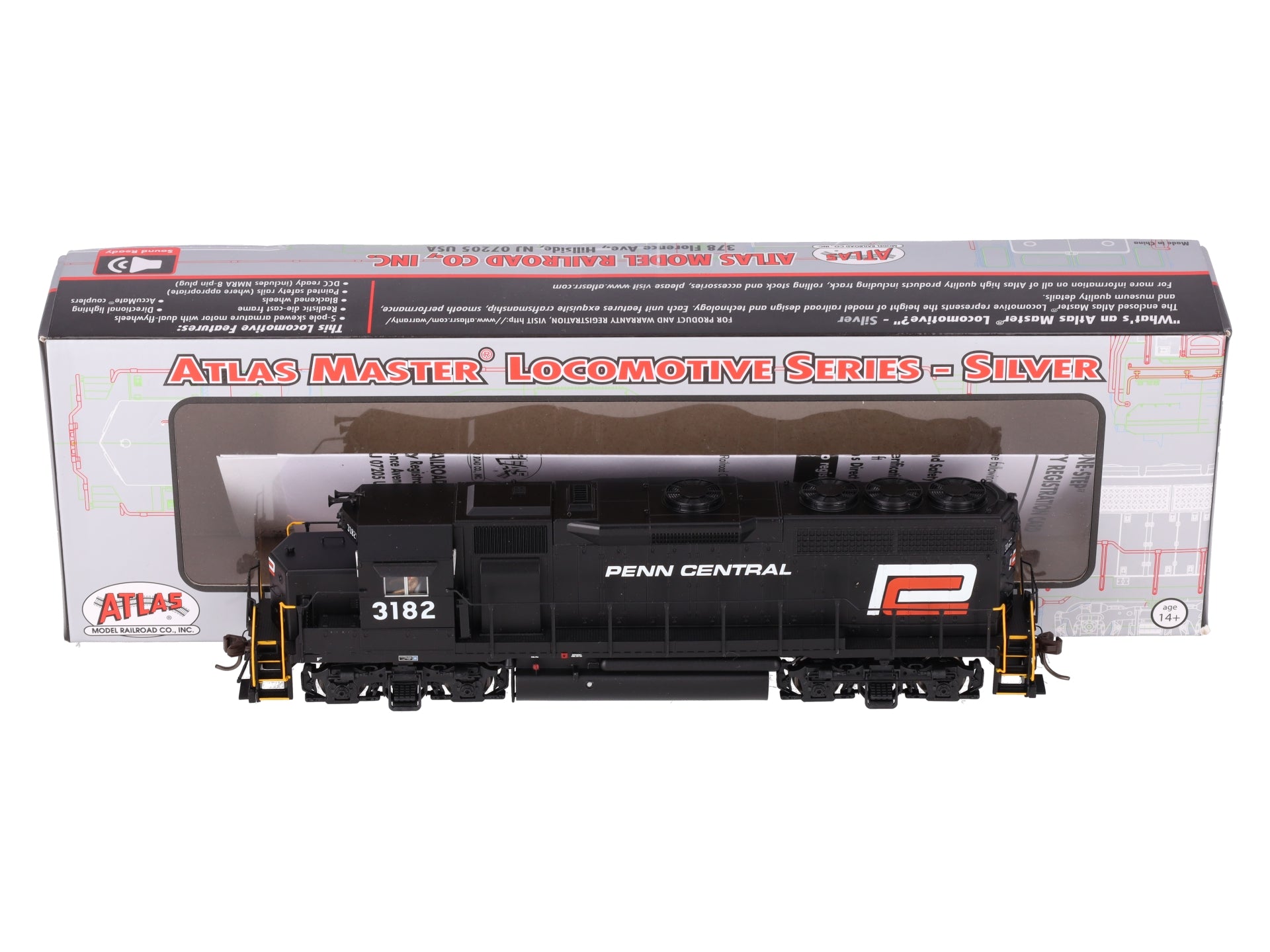 Atlas 10004016 HO Scale Penn Central Silver Series GP40 Diesel Locomotive #3182 EX/Box
