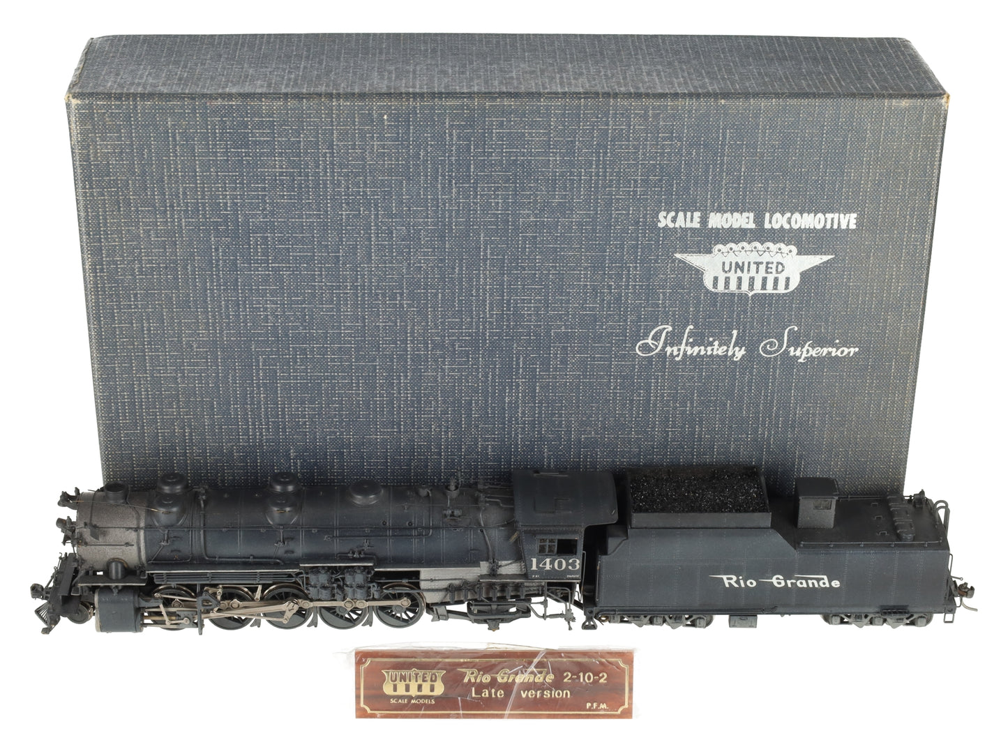 United Models HO Scale BRASS Rio Grande 2-10-2 Steam Locomotive - Painted/Box