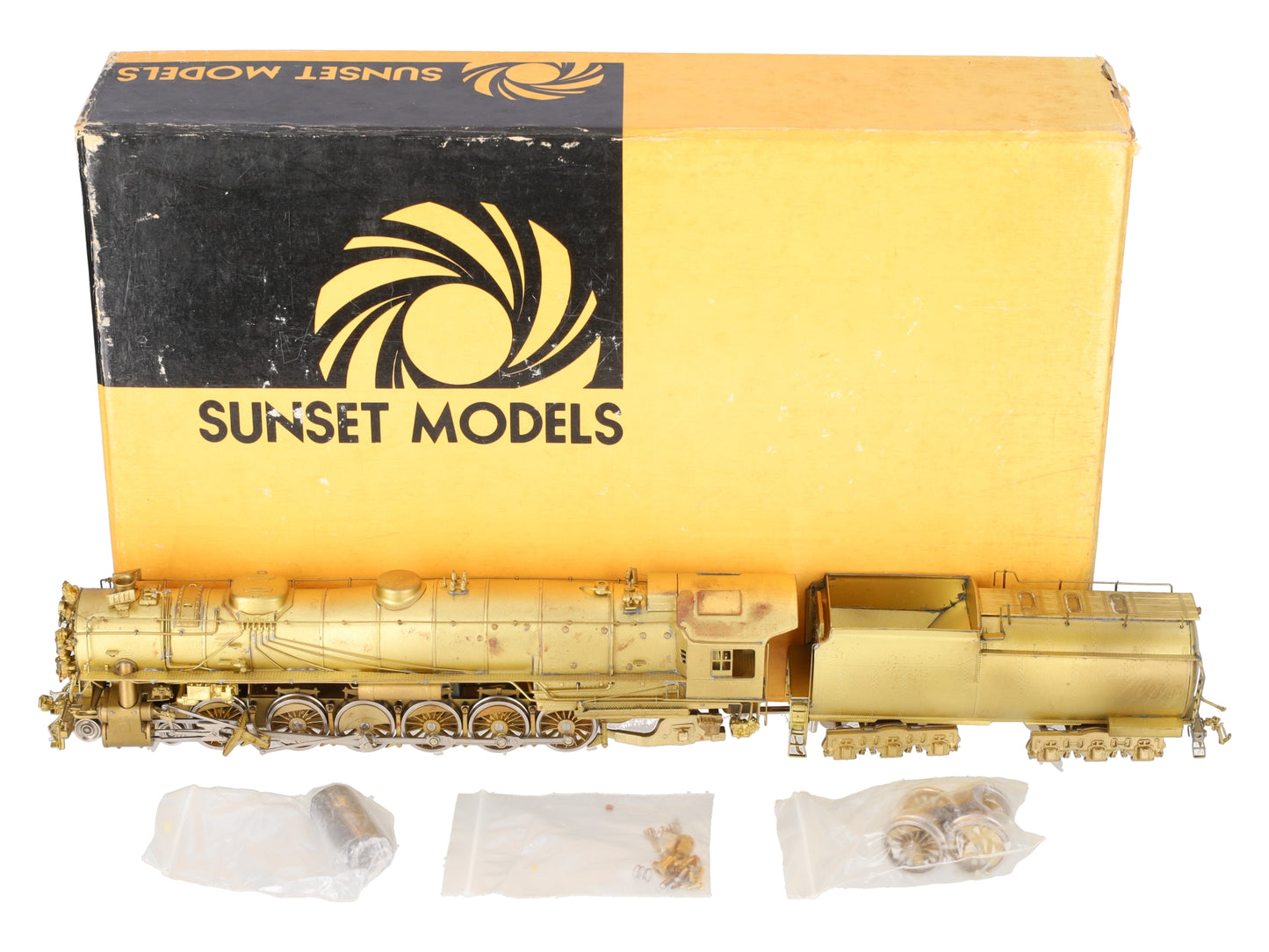 Sunset Models 9000 HO Scale BRASS UP 4-12-2 Steam Locomotive & Tender- Unpainted EX/Box