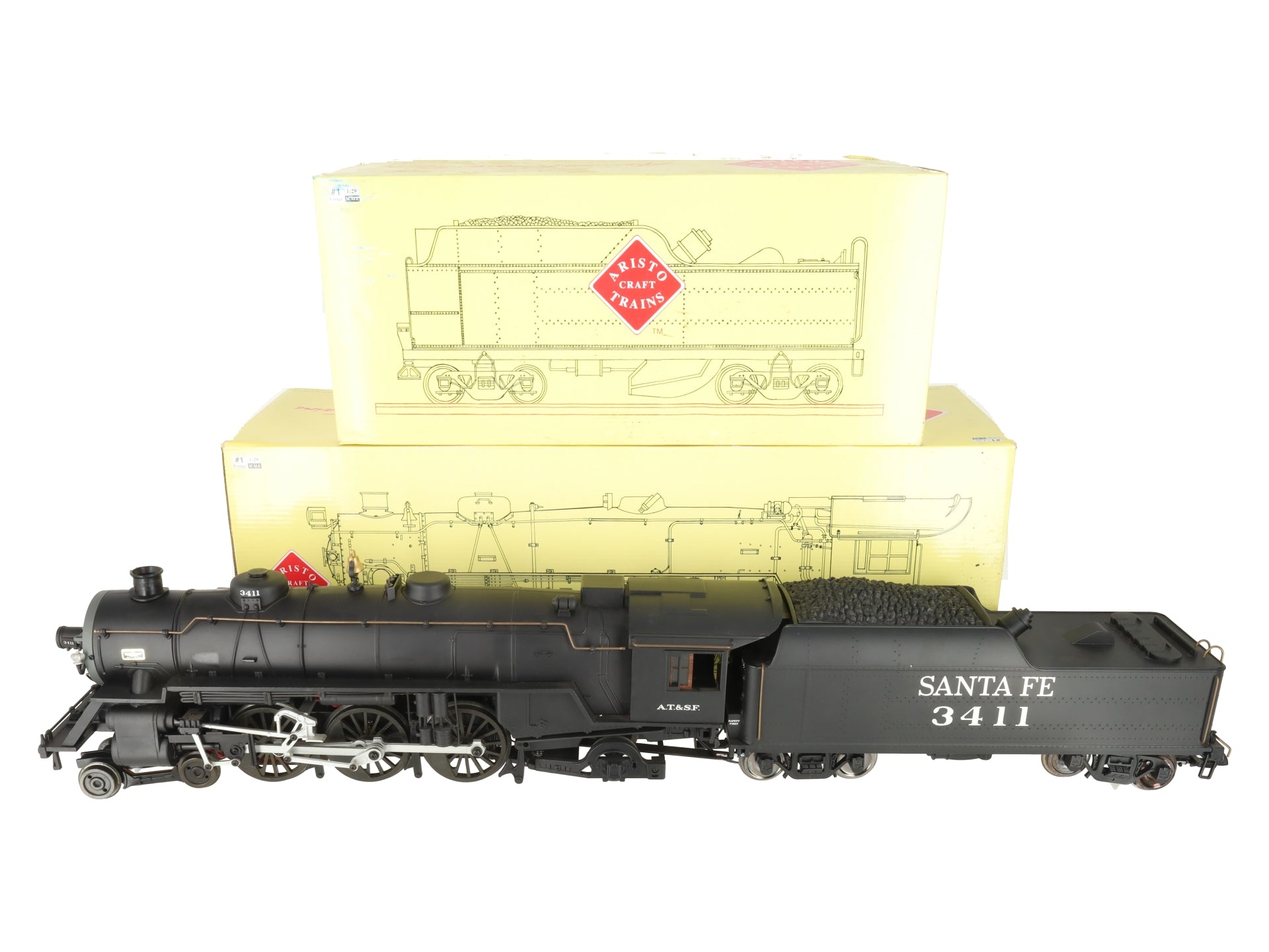 Aristo-Craft 21411 Atchison, Topeka and Santa Fe 4-6-2 Steam Locomotive &Tender VG/Box