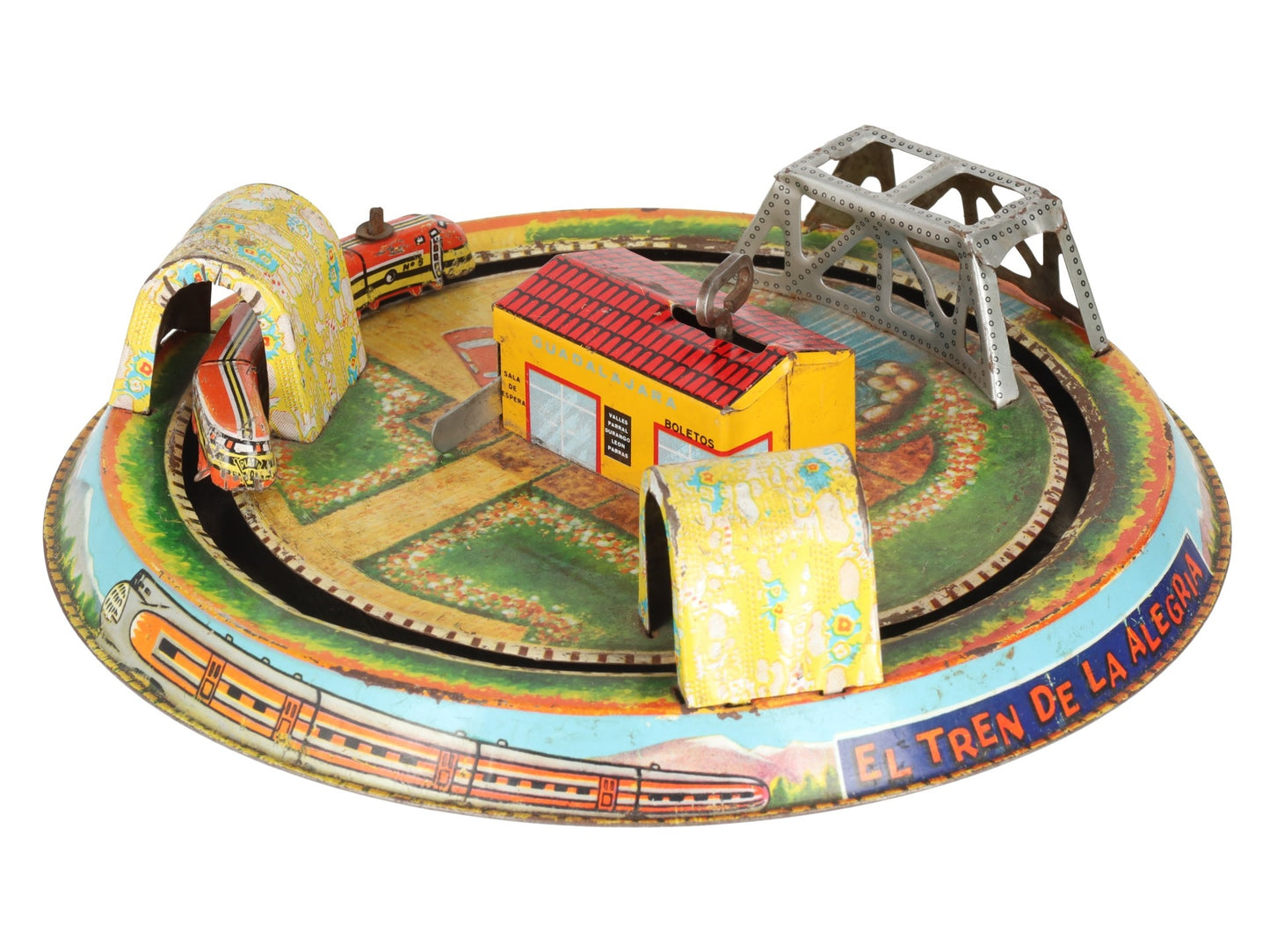 Marx Vintage Tin Litho "El Tren de la Alegria" Wind-up Toy VG