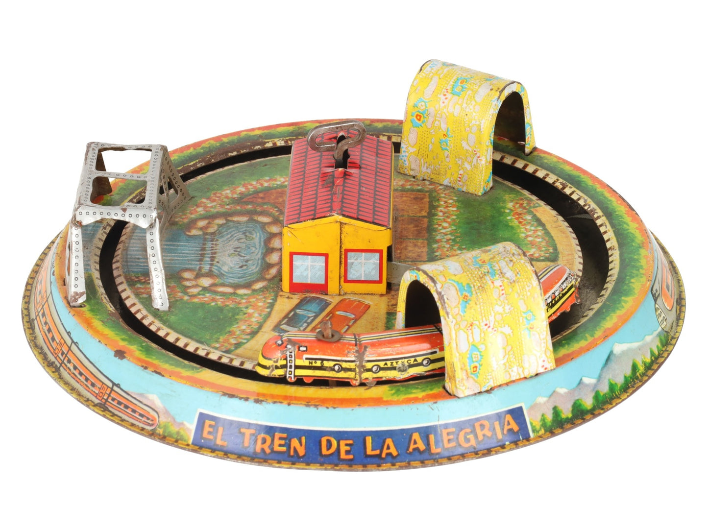 Marx Vintage Tin Litho "El Tren de la Alegria" Wind-up Toy VG