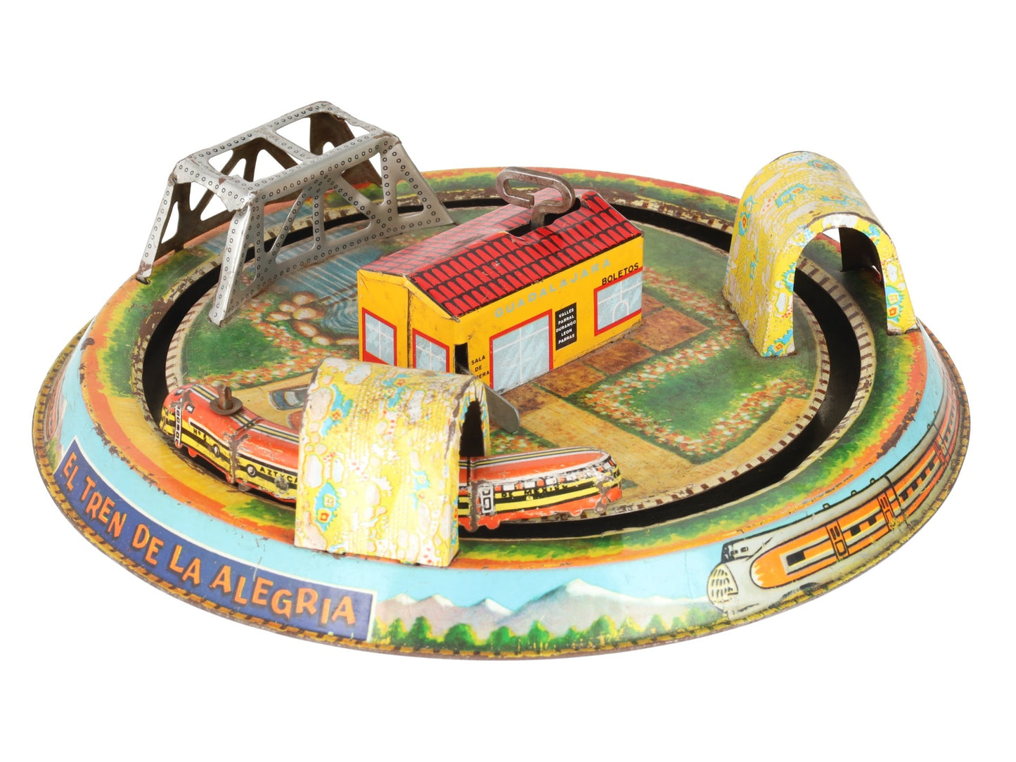 Marx Vintage Tin Litho "El Tren de la Alegria" Wind-up Toy VG