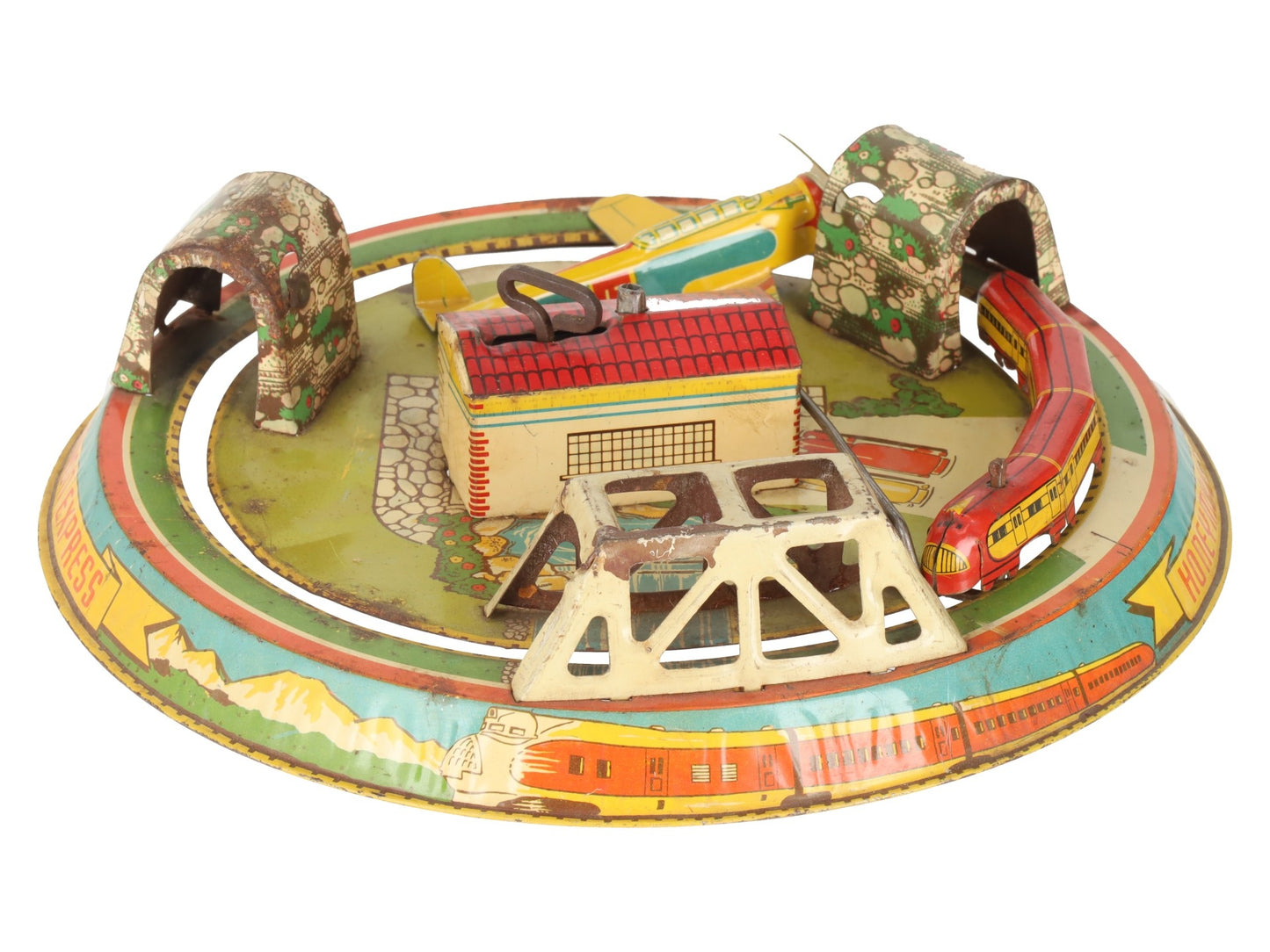 Marx Vintage Tin Litho "Honeymoon Express" Wind-up Toy/Box