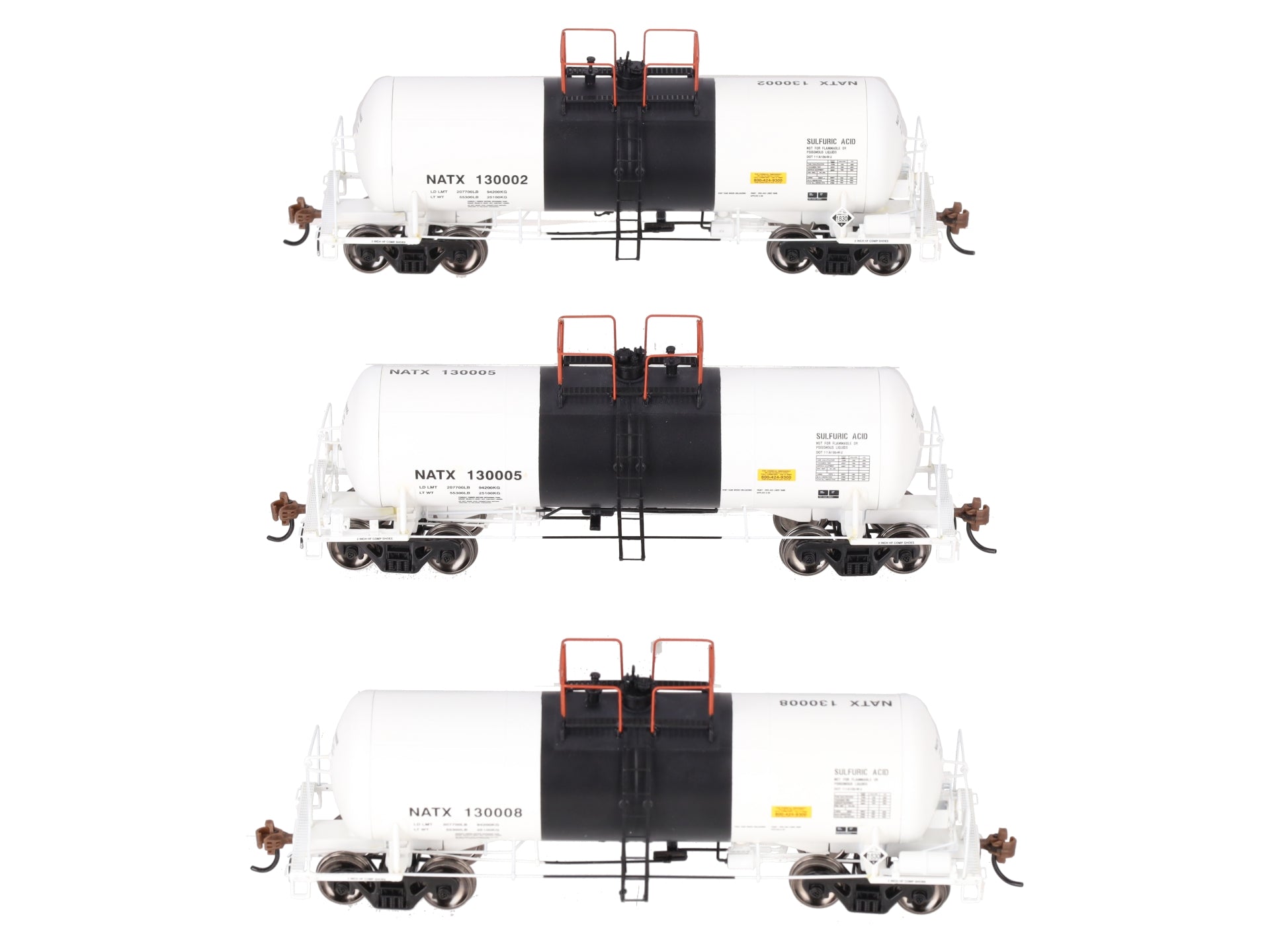 Athearn G17878 HO Scale NATX 13,600-Gallon Acid Tank Cars (Set of 3) EX/Box