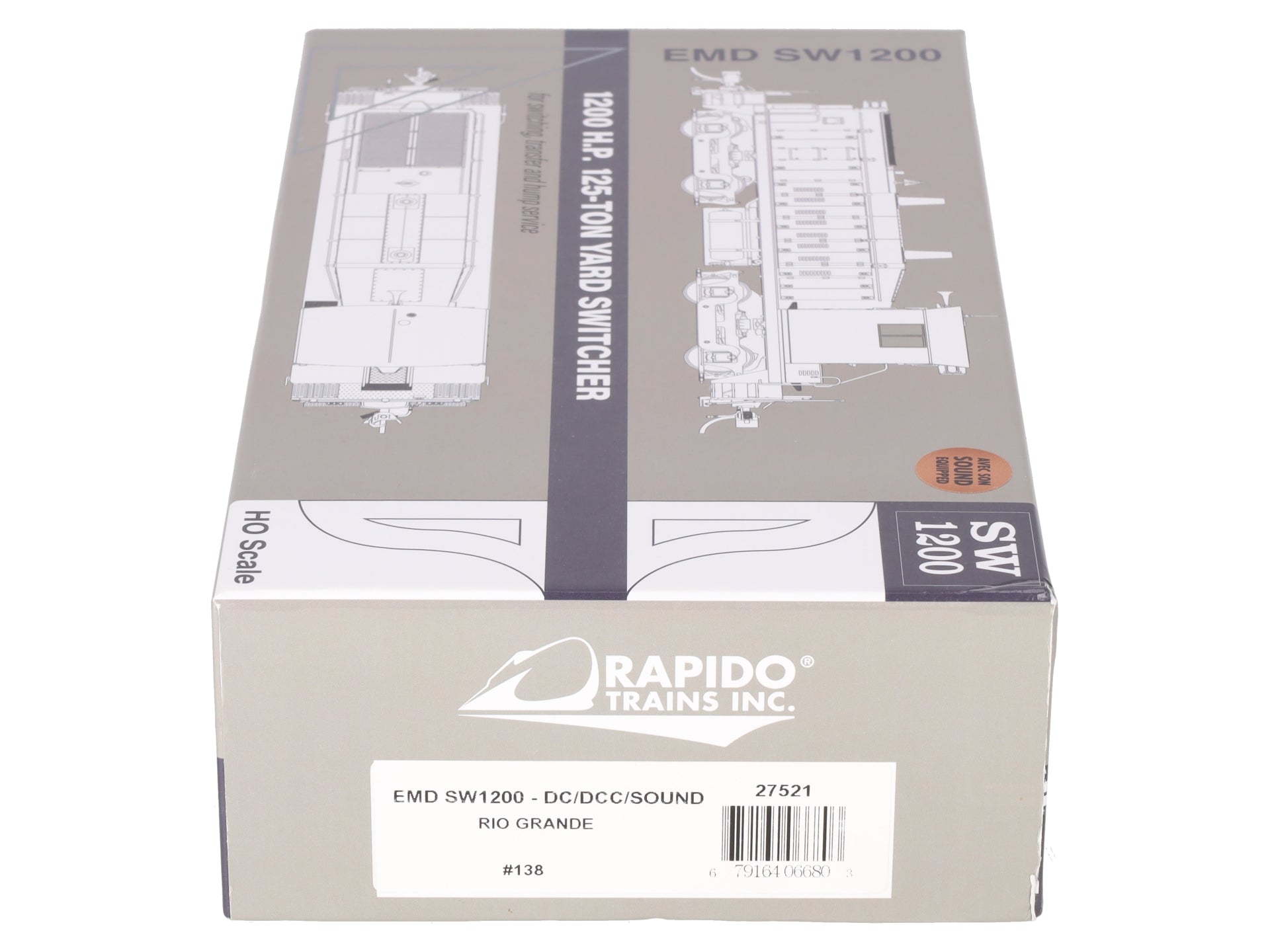 Rapido Trains 027521 HO DRGW EMD SW1200 Diesel Locomotive #138w/  DCC & Sound LN/Box