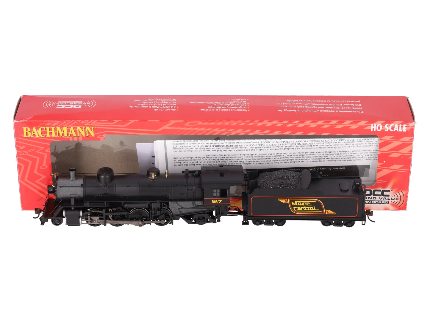 Bachmann 54305 HO MEC 2-8-2 Light Steam Loco w/ Med Tender w/ Sound & DCC #617 EX/Box