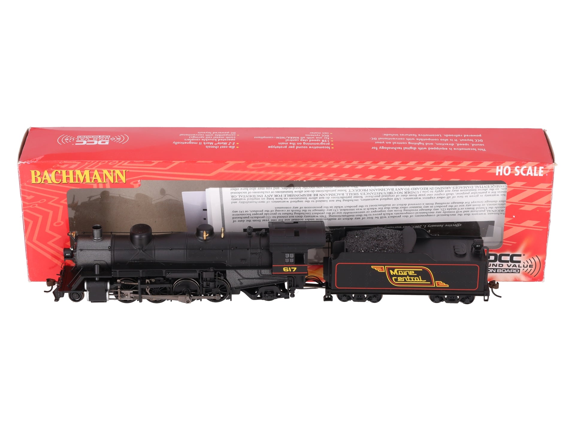 Bachmann 54305 HO MEC 2-8-2 Light Steam Loco w/ Med Tender w/ Sound & DCC #617 EX/Box