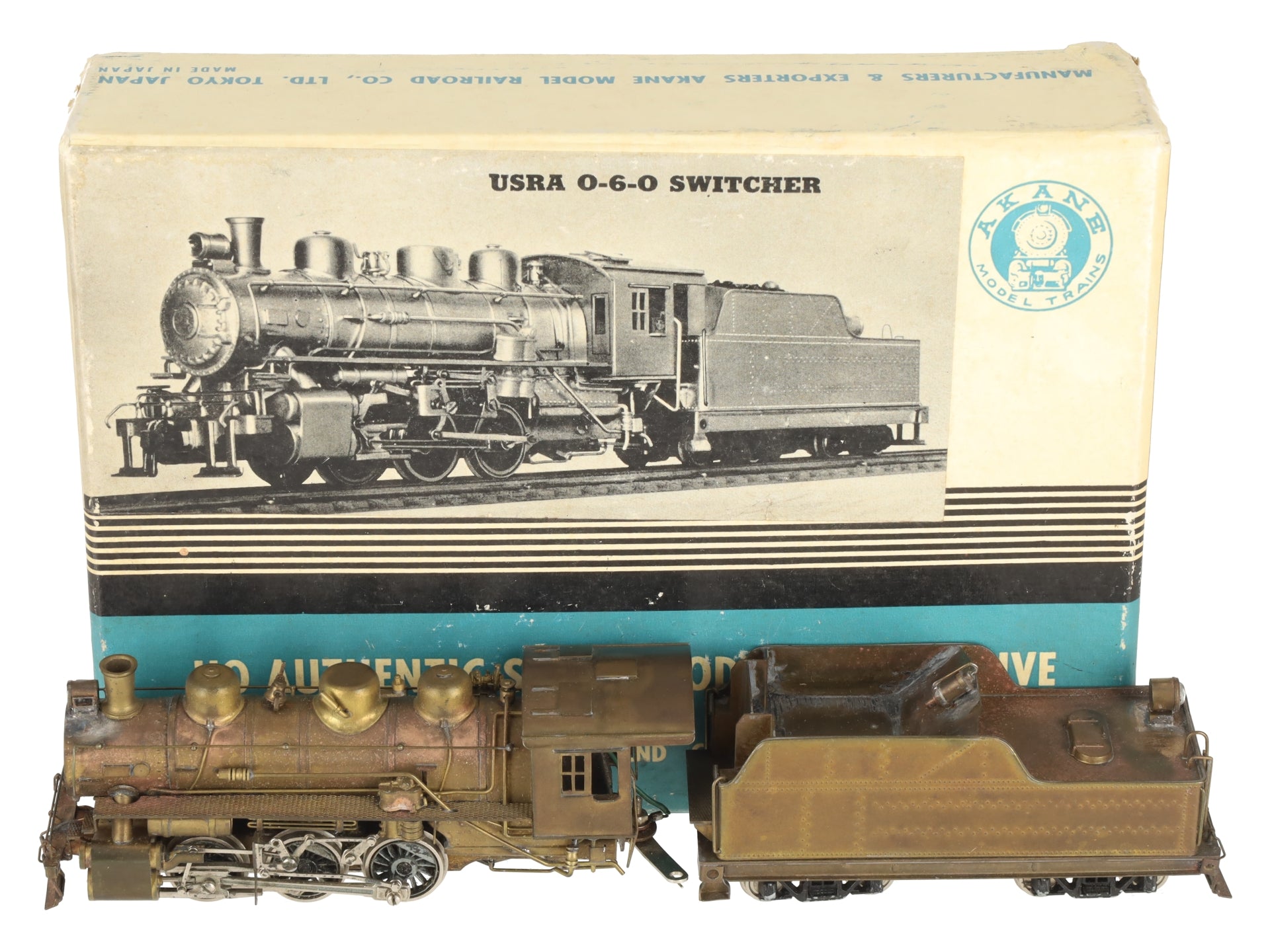 Akane HO Scale Brass USRA 0-6-0 Steam Locomotive & Tender VG/Box