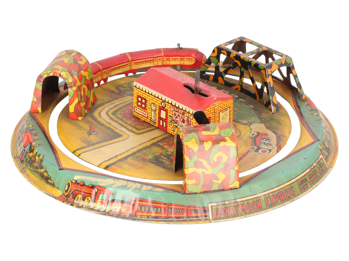 Marx Vintage Tin Litho "Honeymoon Express" Wind-up Toy EX