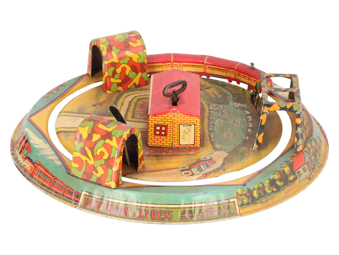 Marx Vintage Tin Litho "Honeymoon Express" Wind-up Toy EX