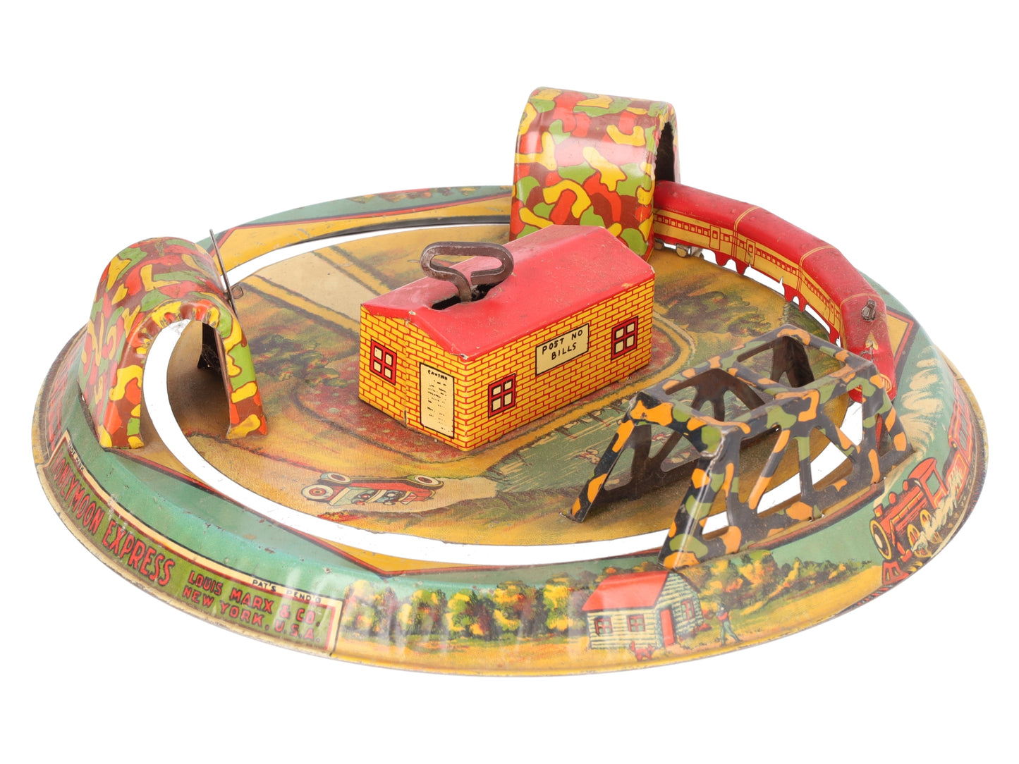 Marx Vintage Tin Litho "Honeymoon Express" Wind-up Toy EX