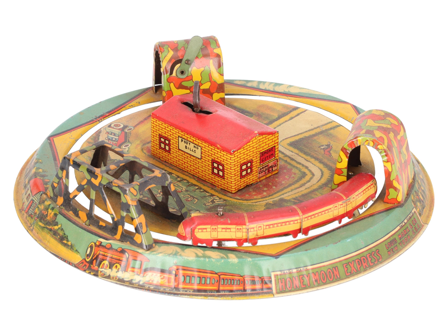 Marx Vintage Tin Litho "Honeymoon Express" Wind-up Toy EX