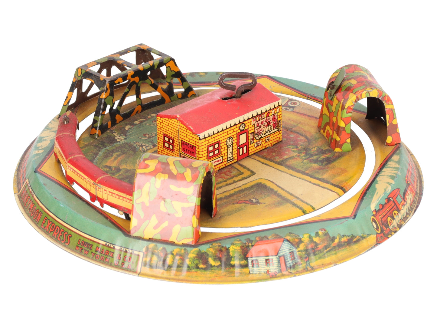 Marx Vintage Tin Litho "Honeymoon Express" Wind-up Toy EX