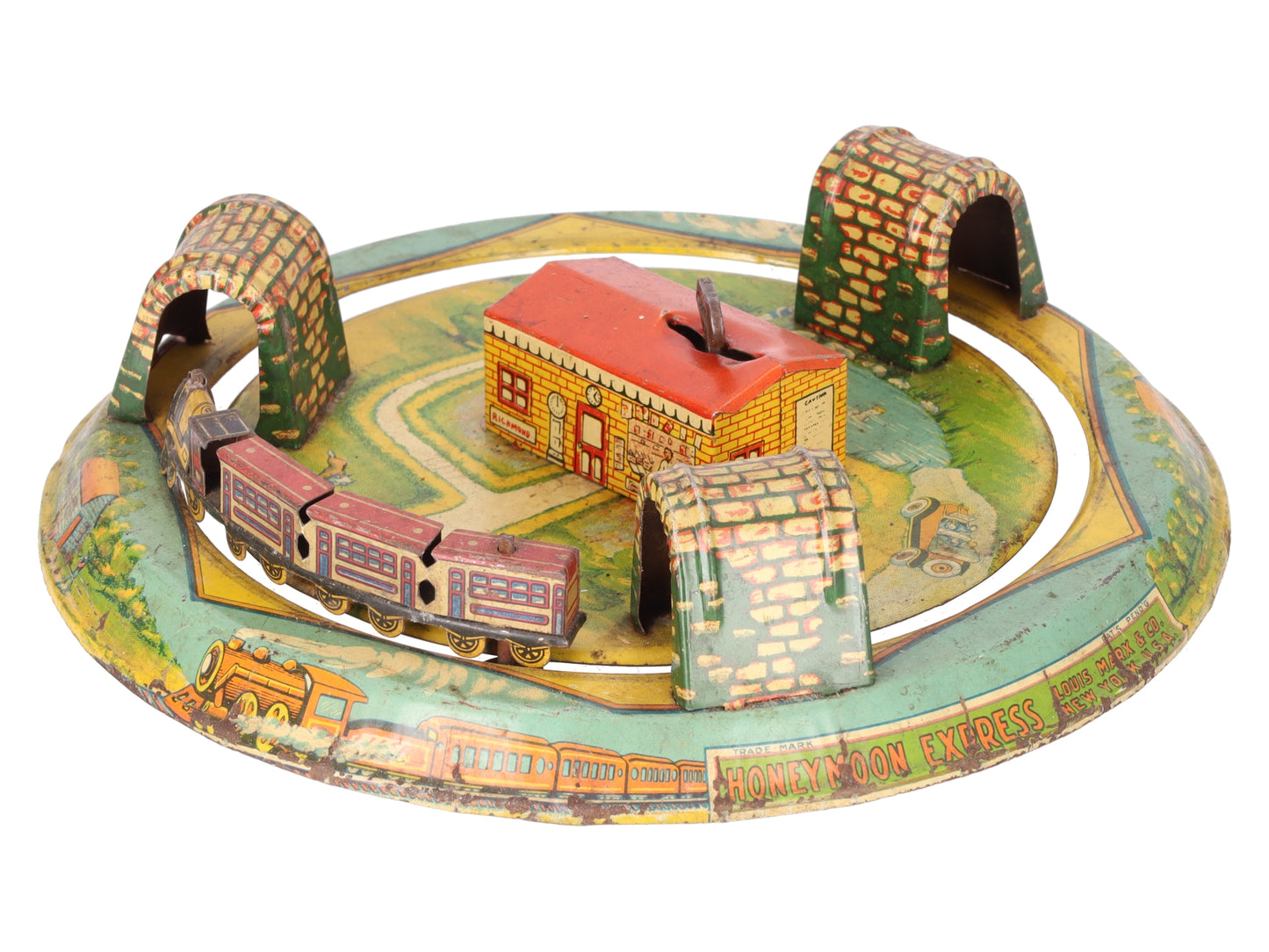 Marx Vintage Tin Litho "Honeymoon Express" Wind-up Toy EX
