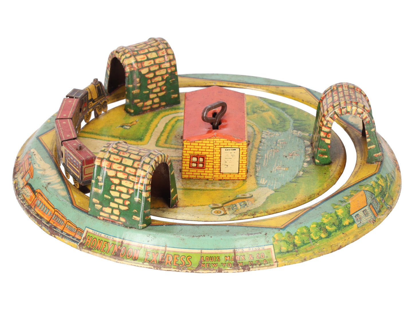 Marx Vintage Tin Litho "Honeymoon Express" Wind-up Toy EX