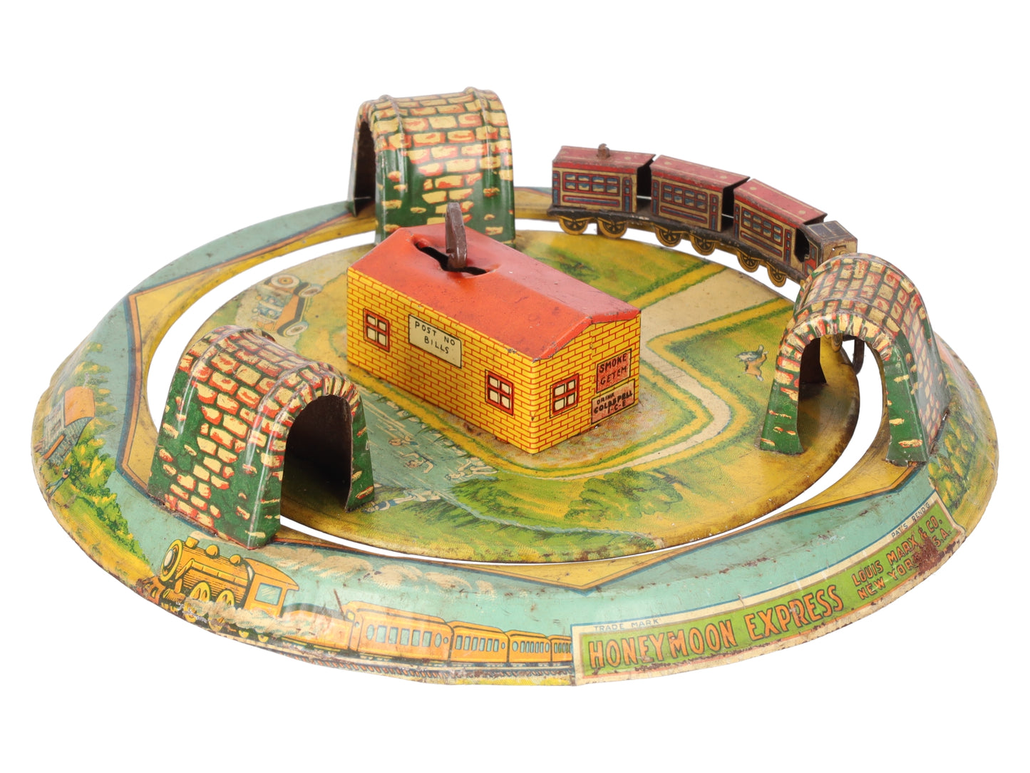 Marx Vintage Tin Litho "Honeymoon Express" Wind-up Toy EX